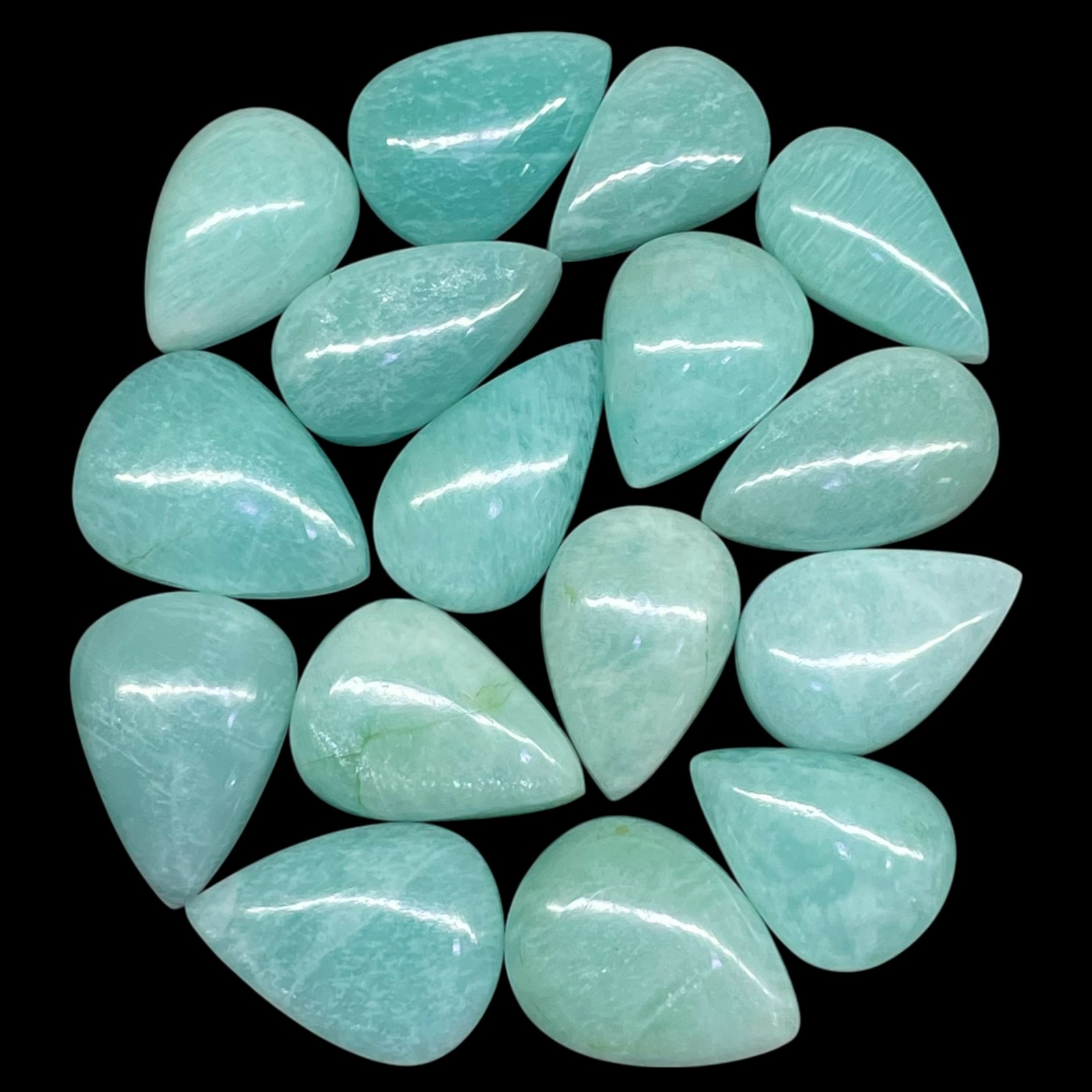 16 Pcs Natural Amazonite 25-29mm Huge Pendant Size Loose Cabochon Gemstones Lot