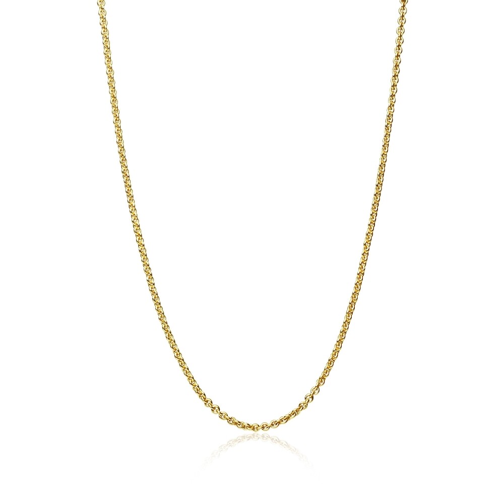 Yellow Gold Flashed Sterling Silver 1mm Thin Cable Rolo Chain Necklace 16 Inches