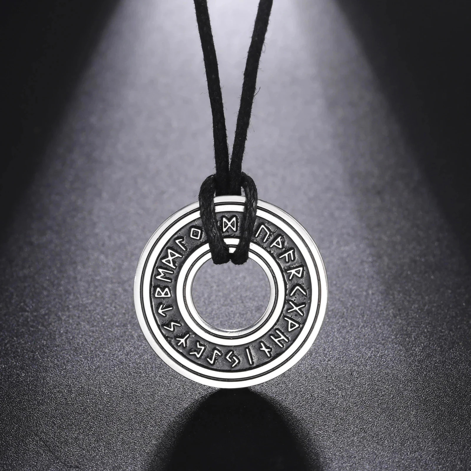 Viking Vintage Nordic Rune Necklaces for Men Stainless Steel Norse Runes Pendent