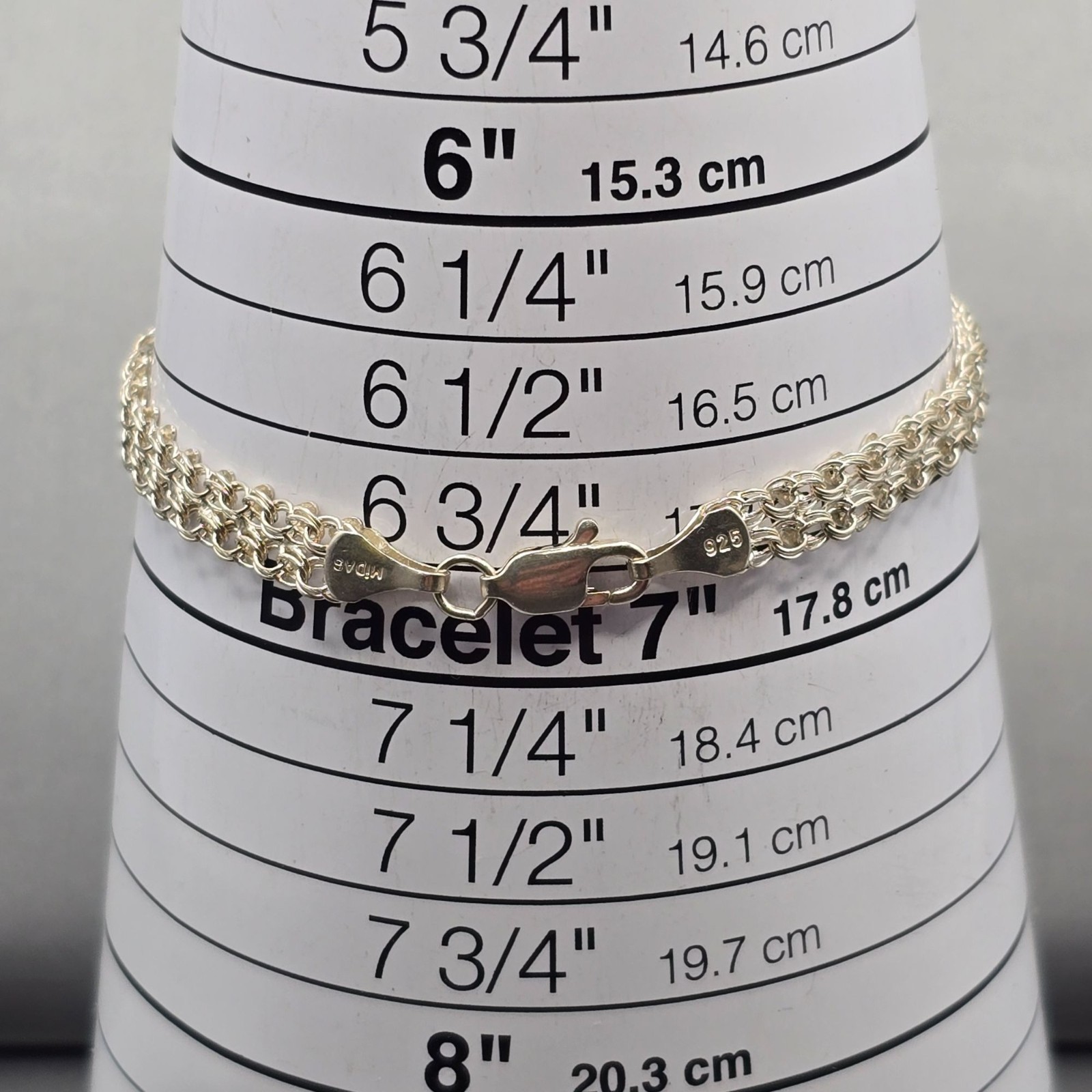 Midas Sterling Silver Interlocking Heart Link Bracelet 6.75″ Romantic Italy