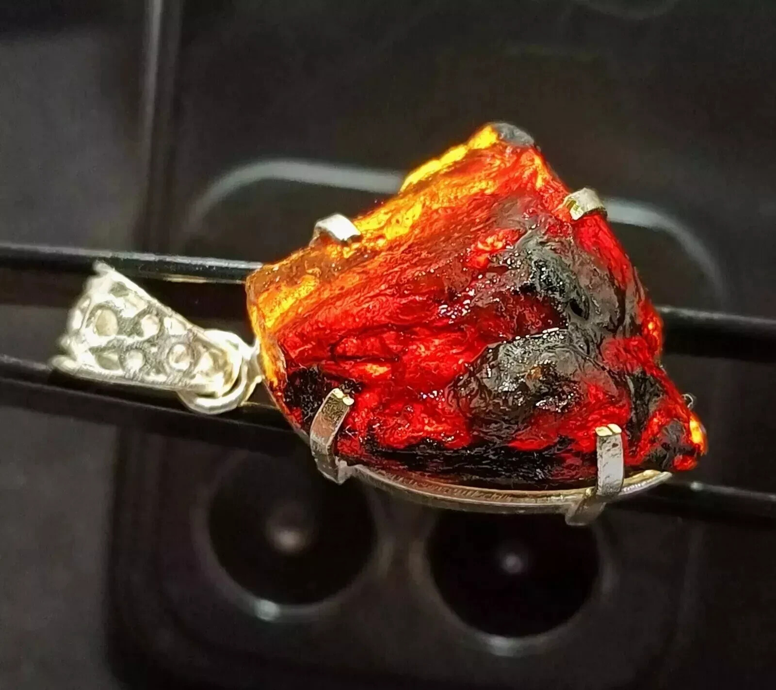 Natural Poland 48.50 Ct+ Amber Rough Sterling Solid Silver Pendant Gemstone
