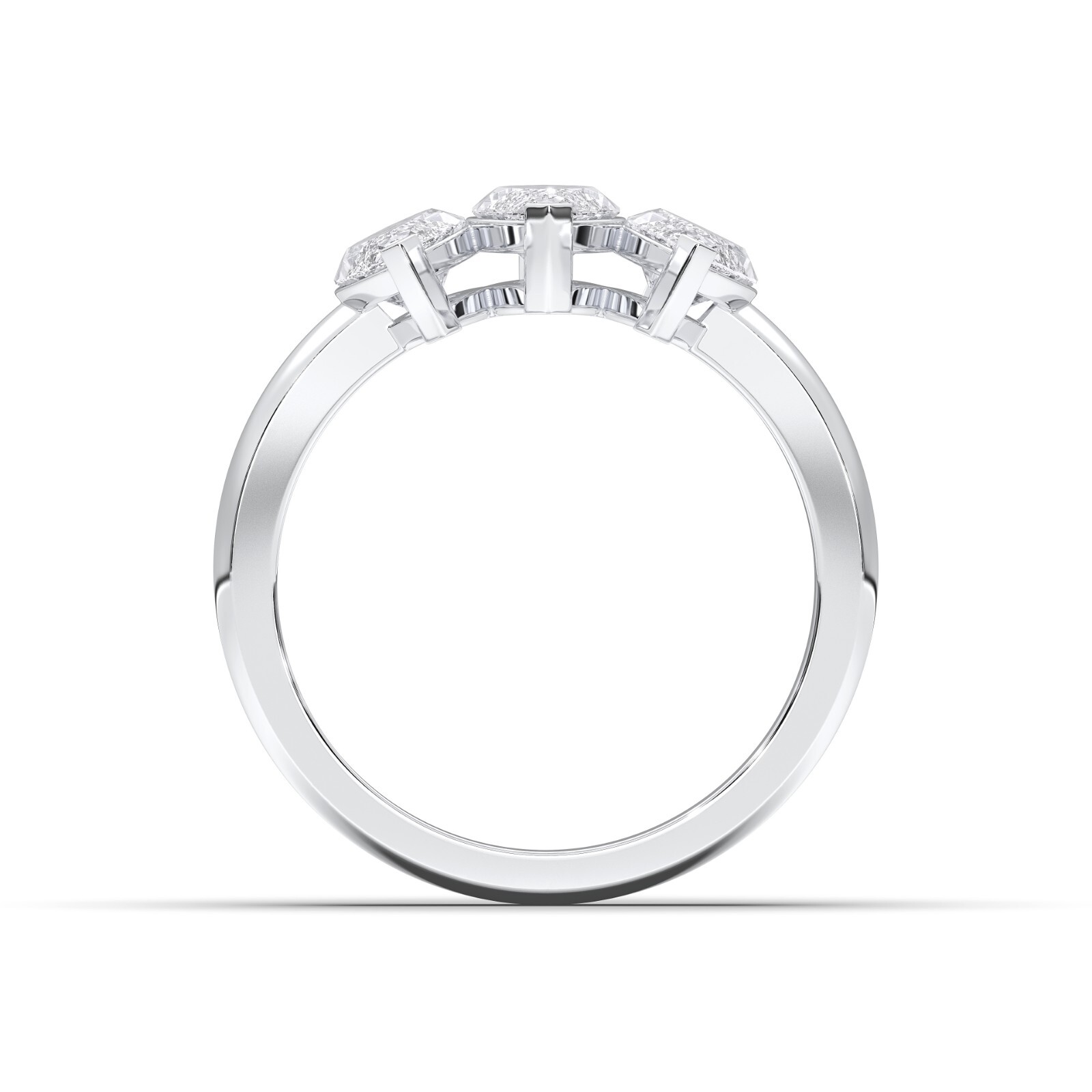 2.25 Ct Marquise Cut Moissanite Stone 3 Stone Engagement Ring in Silver For Her