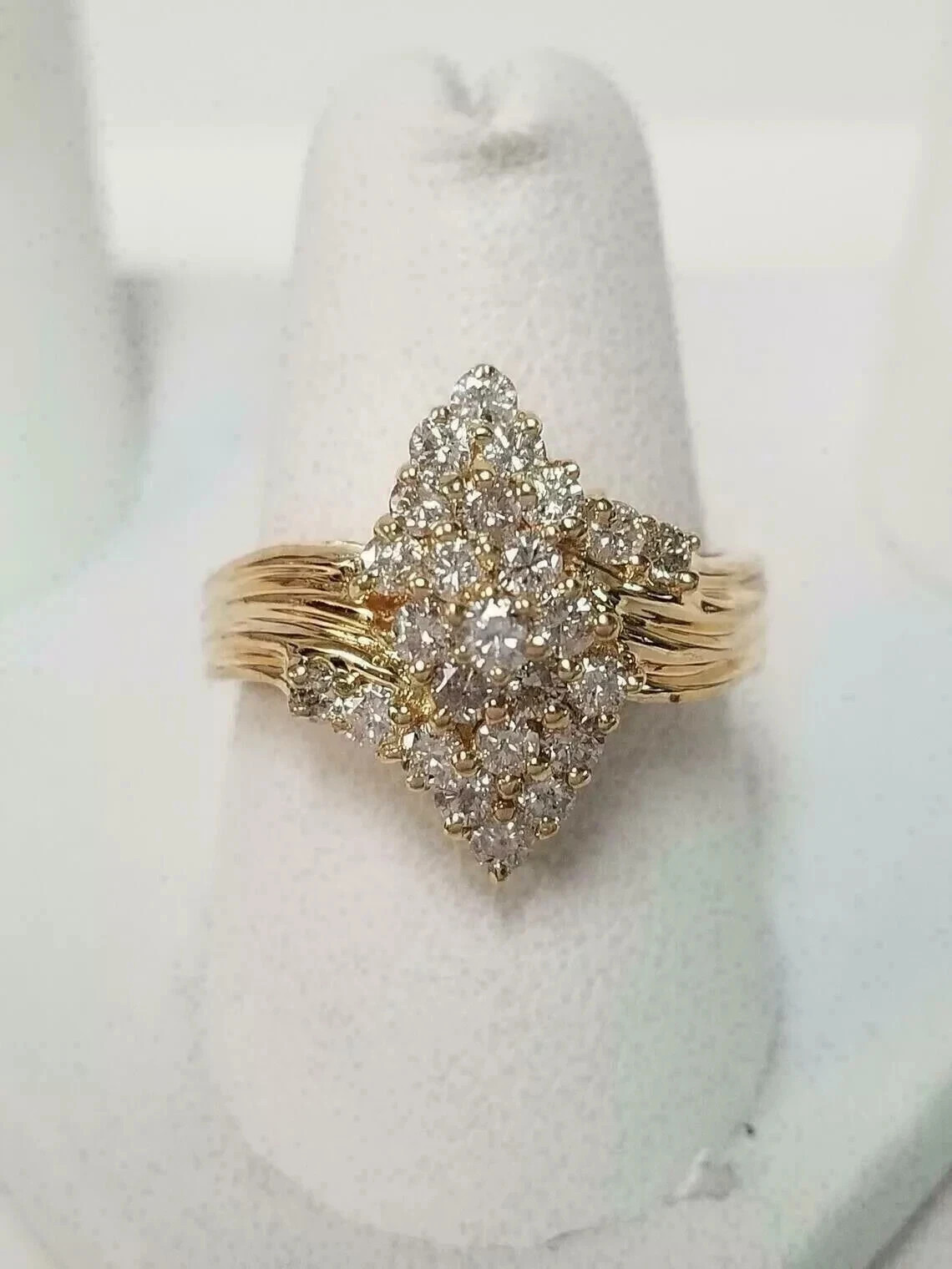 1.50Ct Round Cut Lab Created Diamond Cluster Wedding Ring 14k Yellow Gold Plated