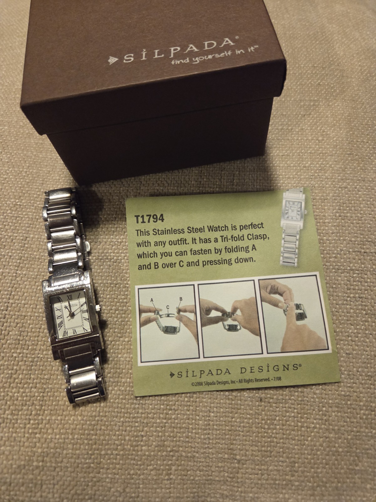 Silpada Silver Stainless Steel Women’s Watch – T1794, Needs New Battery