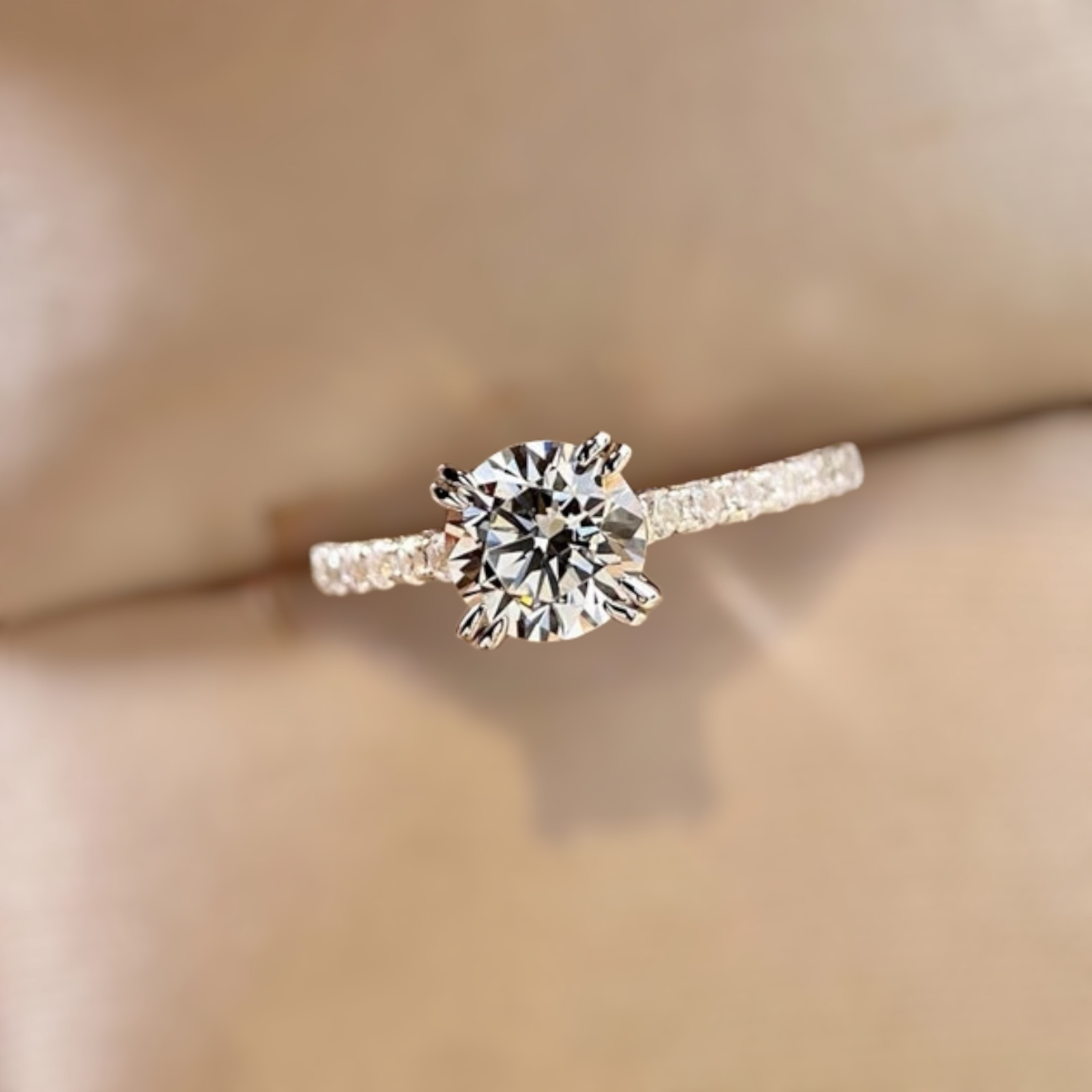 Silver Plated Elegant Round Cubic Zirconia Wedding Ring For Women Size 6-10
