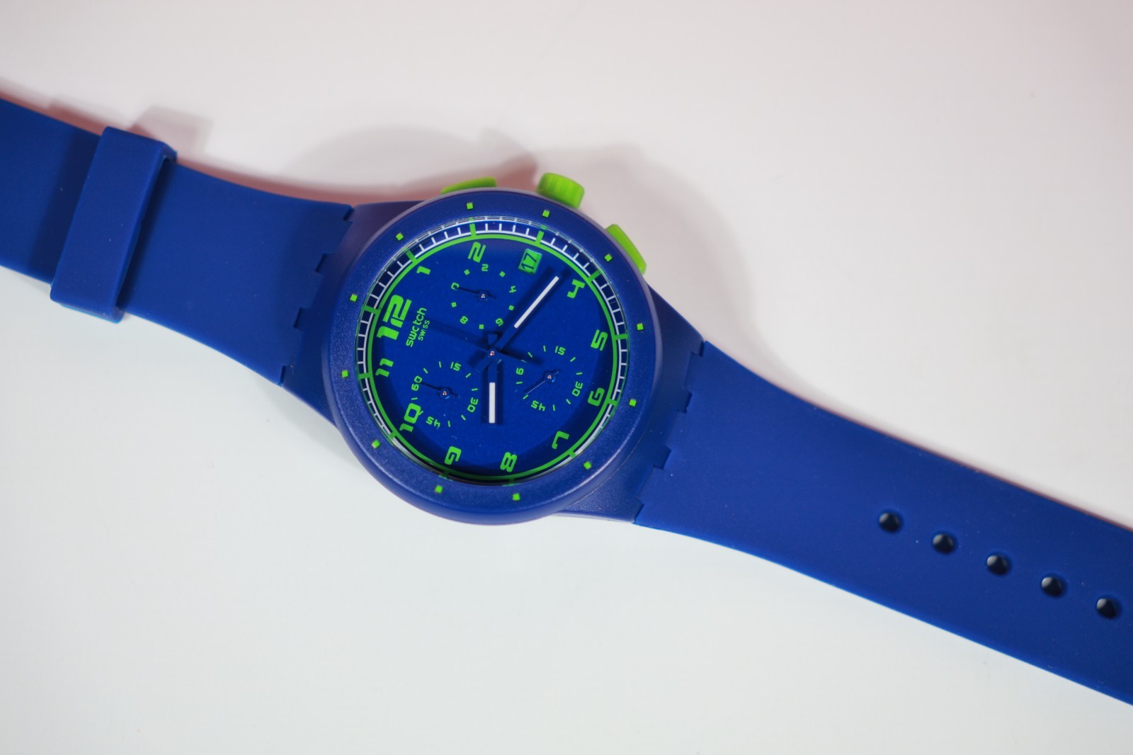 New Rare Limited Swiss Swatch ChronoGraph Watch 42MM SUSN400 Blue C Green