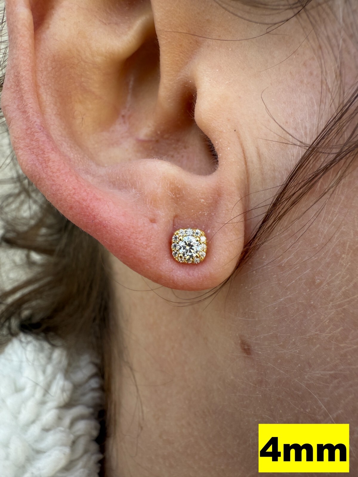 Real Moissanite Square Halo Stud Earrings 14k Gold 925 Silver HipHop Mens Ladies