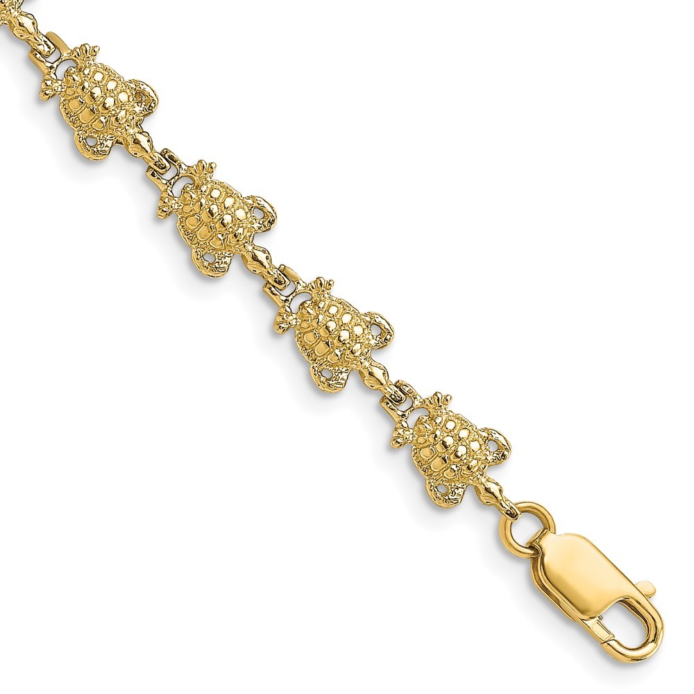 14k Yellow Gold Polished Turtle Bracelet 7.25″ 5.59gm
