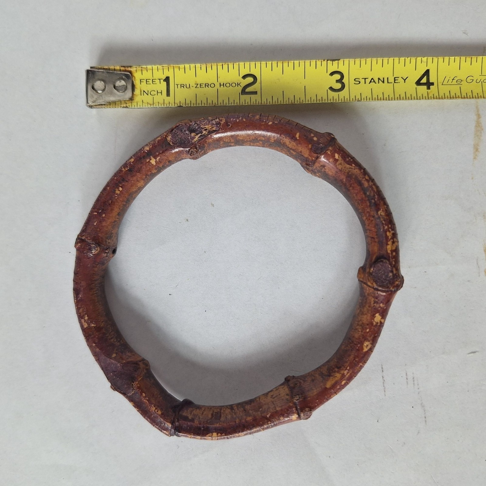 Vintage Bamboo-Style Bangle Bracelet Lot of 2 Natural Wood Look Rustic Handmade