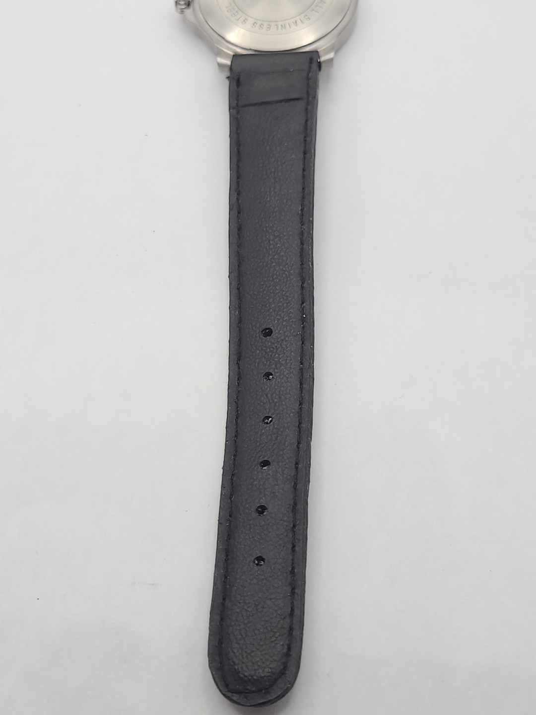 Esprit Watch Women Silver Tone Date Black Dial Leather Band New Battery Working