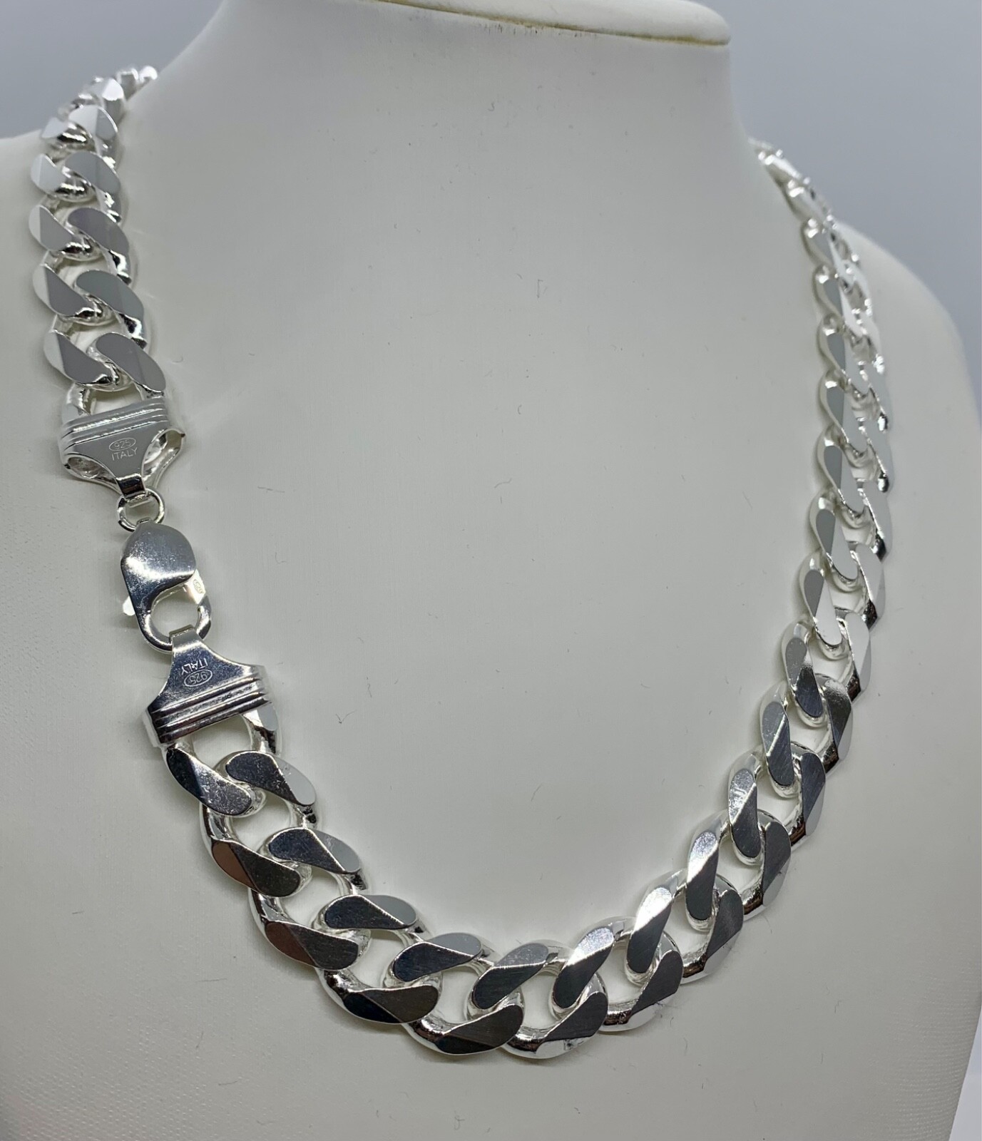 15mm Solid 925 Sterling Silver Cuban Link Chain Necklace Men 20″-30” Made Italy