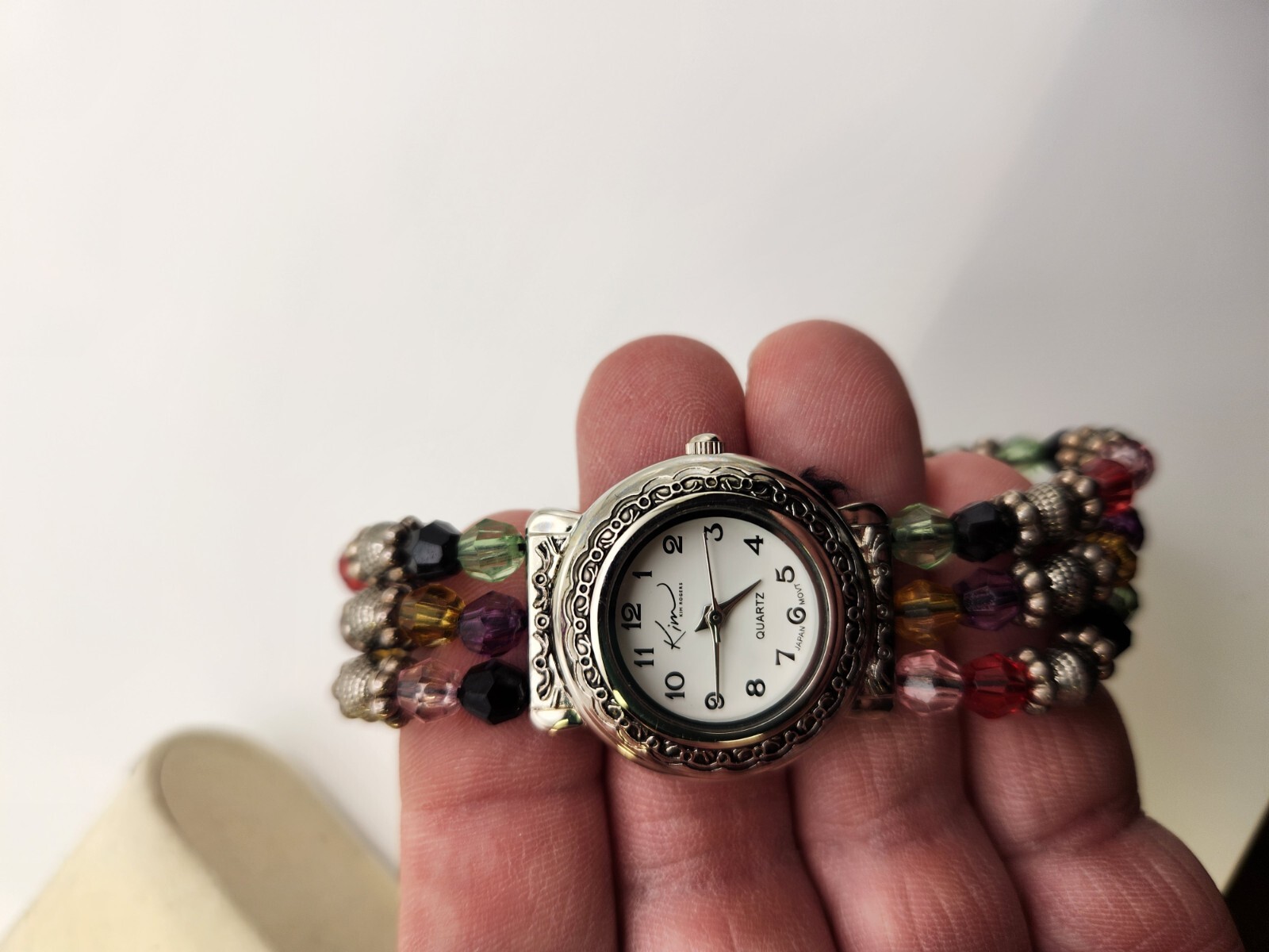 Women’s Kim Rogers Watch. Multi Color Bead Bracelet. B14