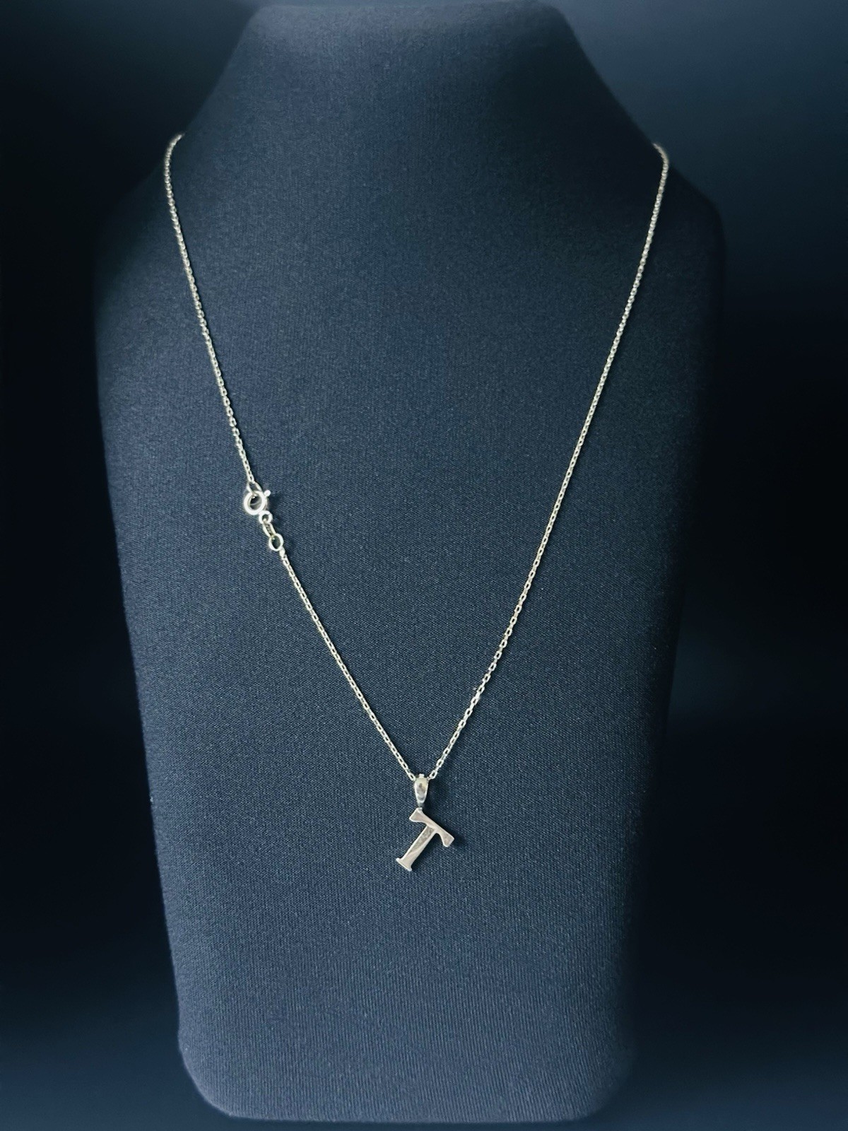 14K Solid Gold T Initial Necklace 1.95g 585 Yellow Gold Letter Pendant Chain