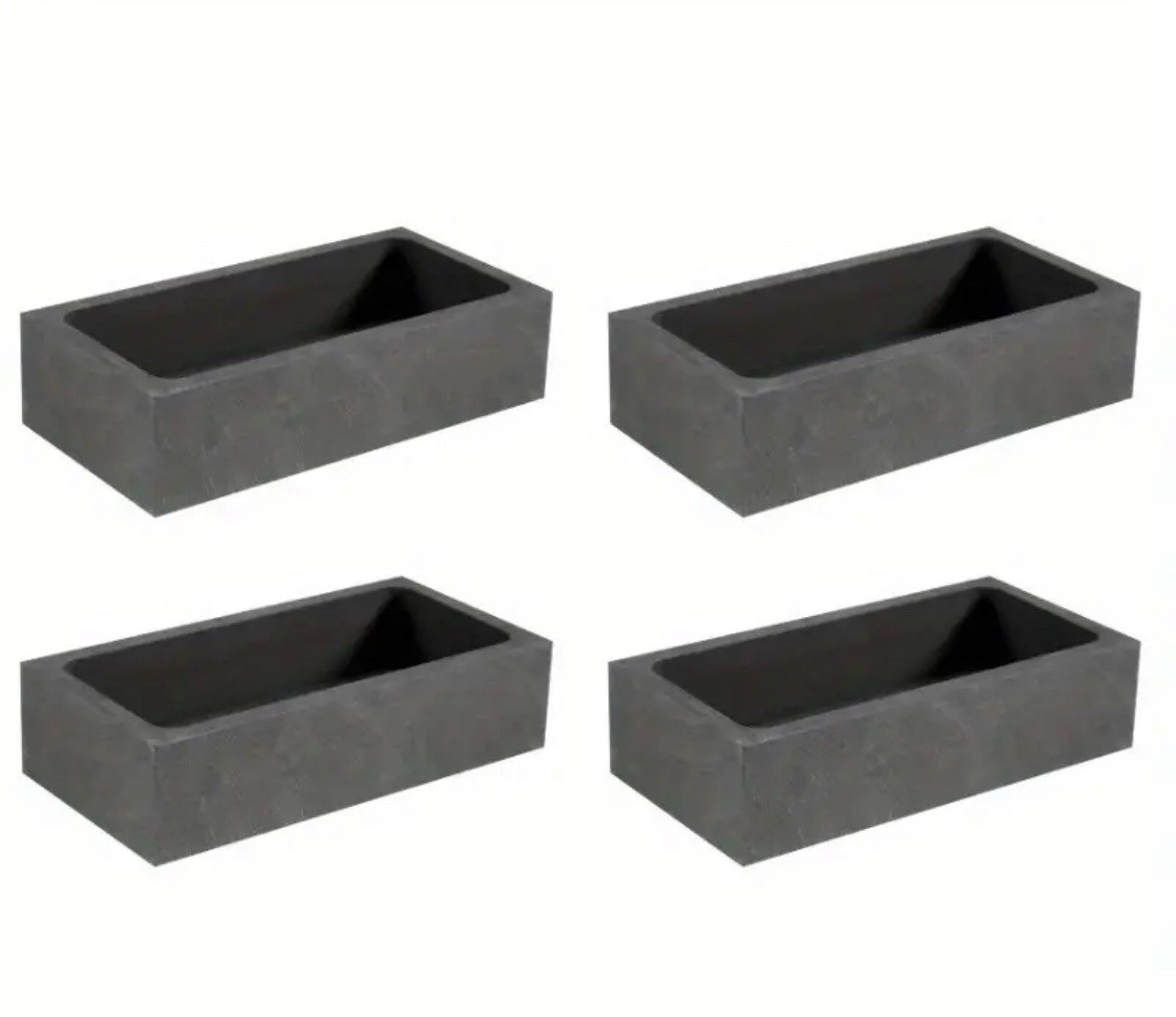 4 Pk – 2.2 Lb (1 kg) Graphite Ingot Mold for Gold Silver Copper Aluminum Lead