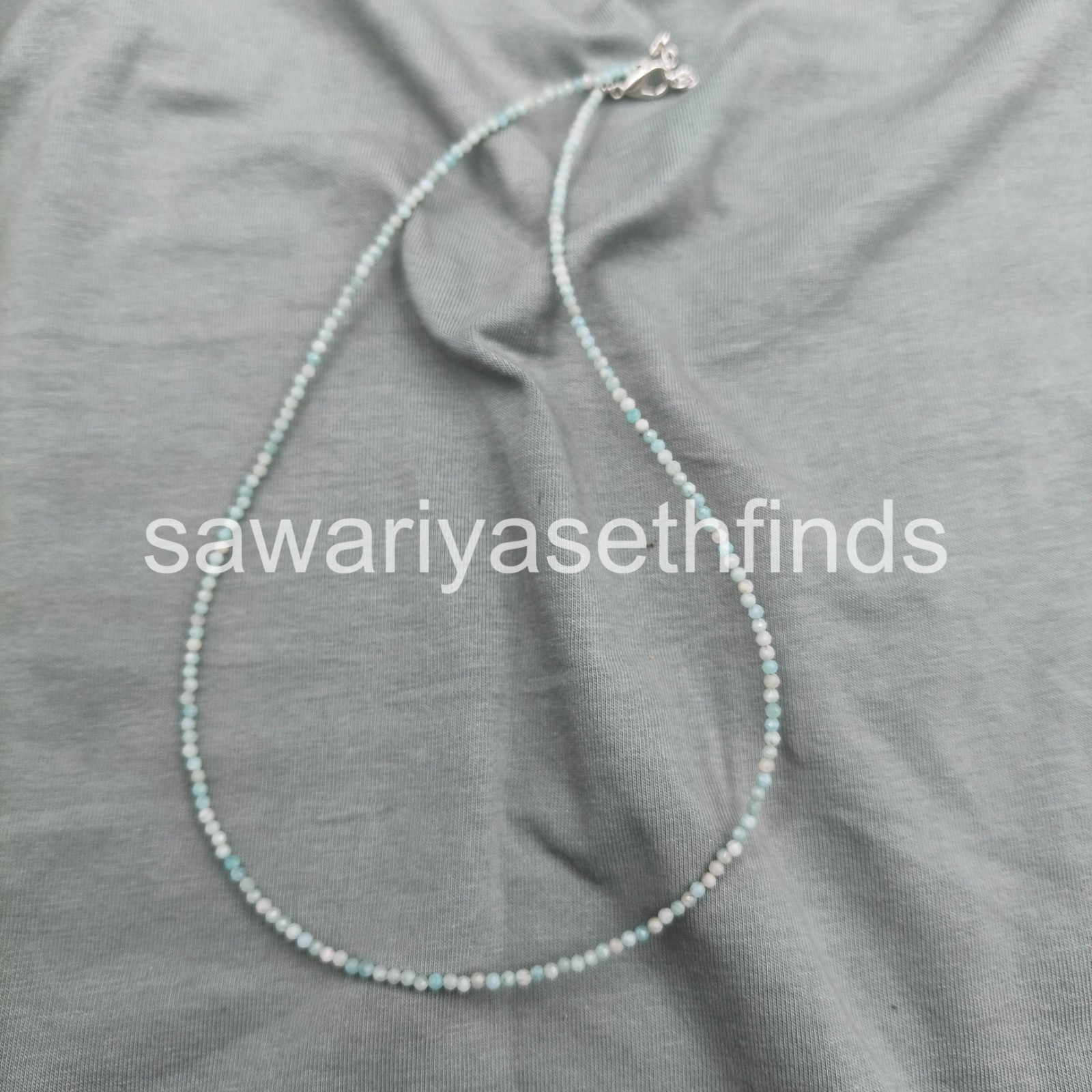 Dainty Amazonite 2mm Faceted Necklace, Blue Green Amazonite Beaded Necklace, Min