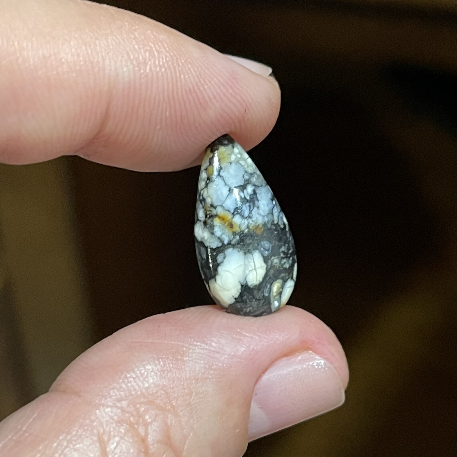 5.6ct 20×10.7x4mm White Moon Hubei Turquoise Teardrop Cabochon Loose Gem