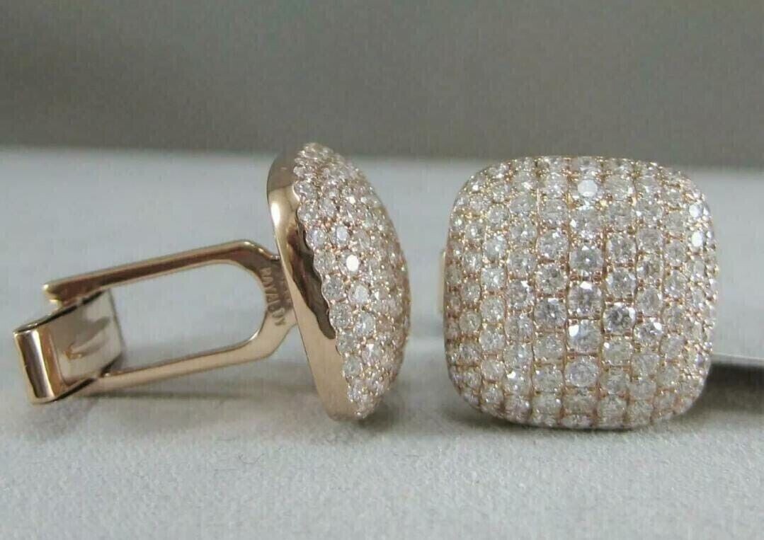 3 CT Round Cut Lab Created Diamond Men’s Wedding Cufflinks 14K Rose Gold Plated