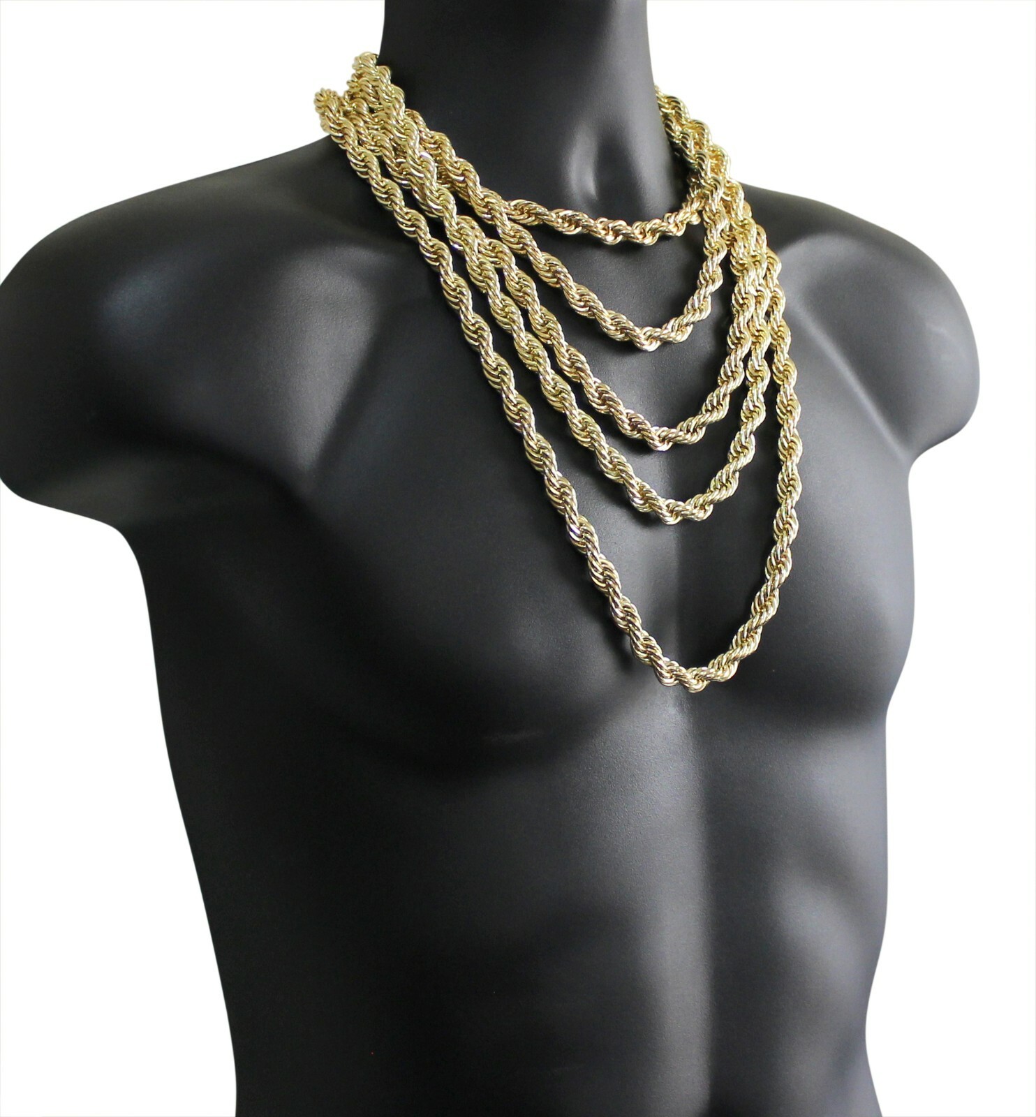 Mens 10mm Rope Chain 14k Gold Plated 16″-30″ Choker Hip Hop Jewelry Necklace