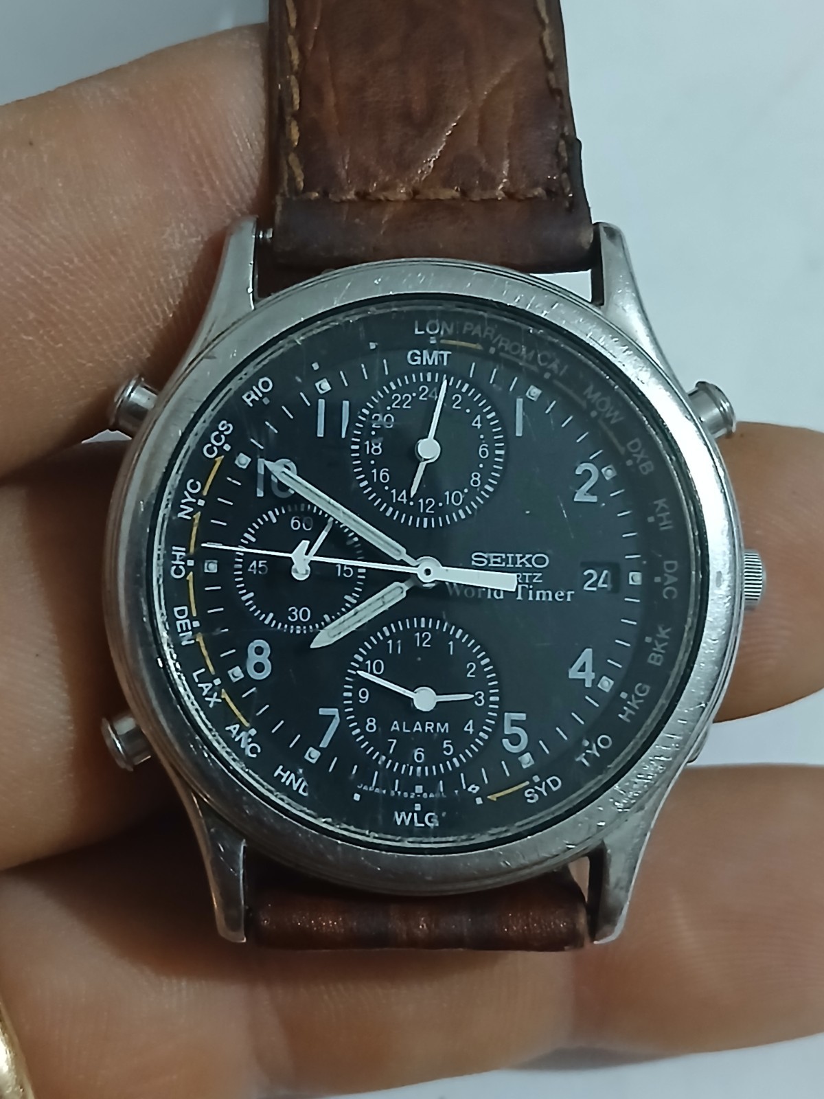 Vintage Seiko Alarm Clock Seiko GMT Seiko 5T52-6A10 Wrist Watch