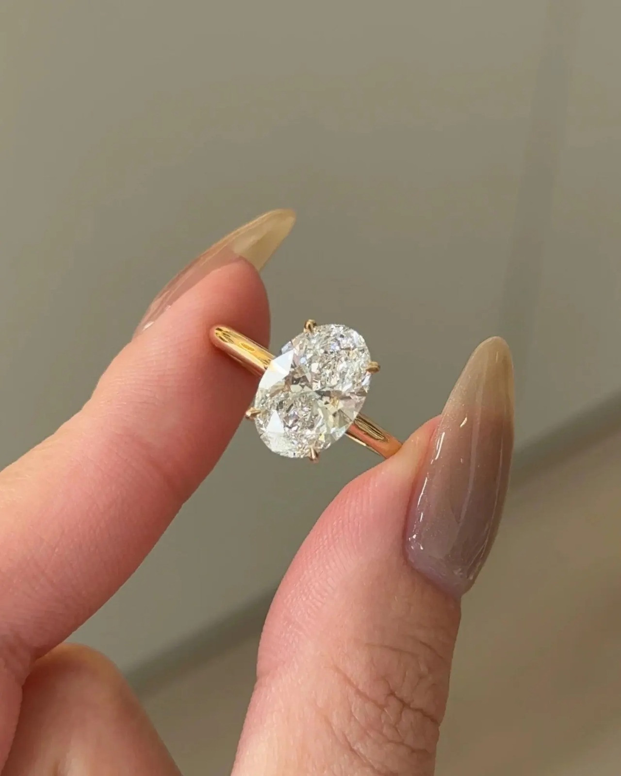 14K Yellow Gold 2 Ct Oval IGI Certified Lab Grown Diamond Hidden Halo Ring