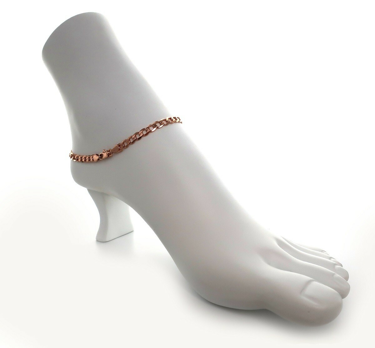5mm Italian Cuban Link Chain Anklet 10″ Ankle Bracelet 14K Pink Rose Gold Plated