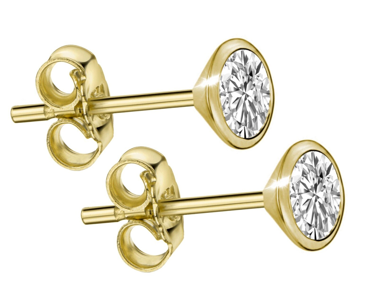 💎 585 REAL GOLD 💎DIAMOND 💎 1 pair lab grown brilliant 0.5ct stud earrings 4.3mmø