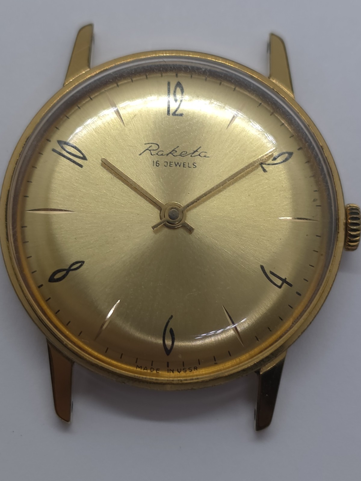 Vintage Raketa USSR Cal. 2601 Working Very Well Gold Plated AU10- Watch Good Loo