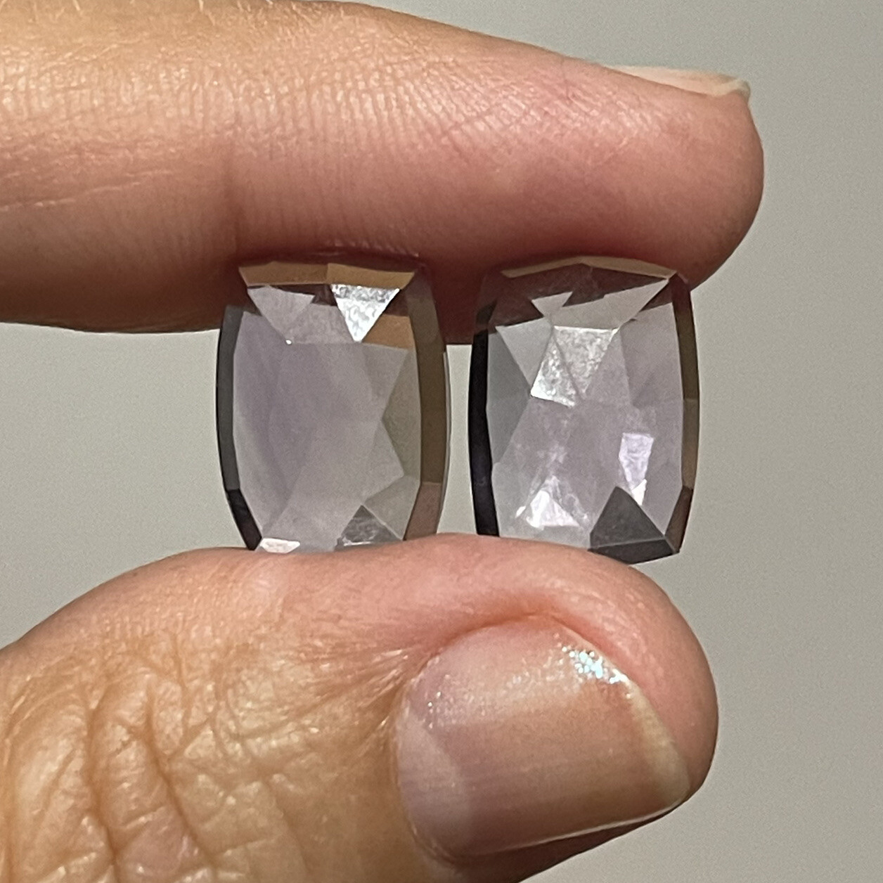 11.6ct 14.4c10.5×4.4mm Pair Pink Faceted Amethyst Rose Cut Cabochons Gems