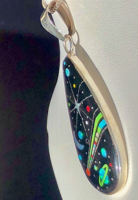ViNtAgE NASA EASTERN Star Comet Space Opal Gemstone inlay Pendant LARGE Video