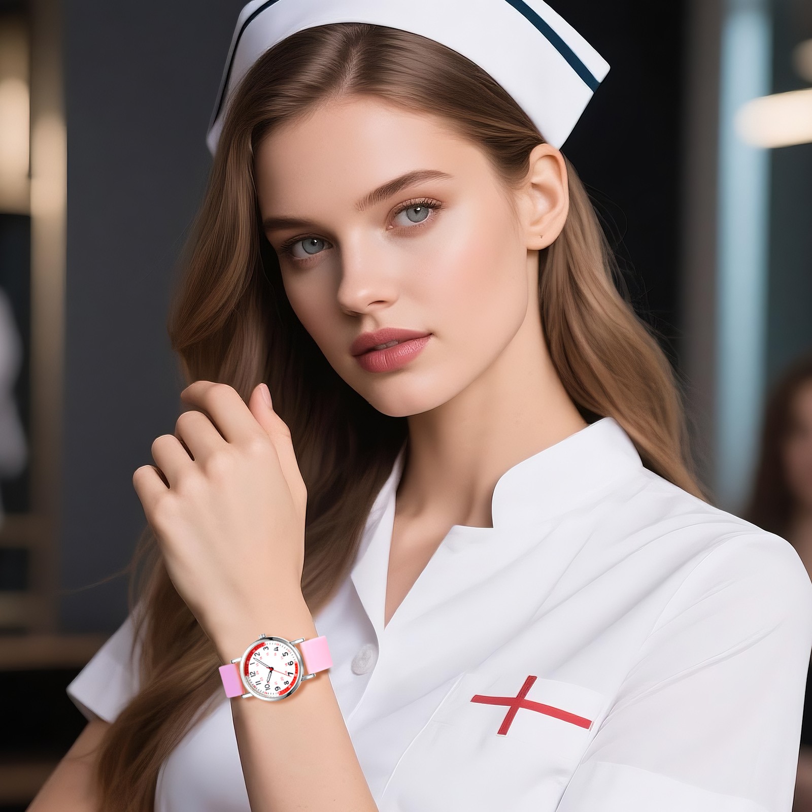 Men Women Easy Reader 24H/12H Dial Silicone Band Pulse Calculation Medical Watch
