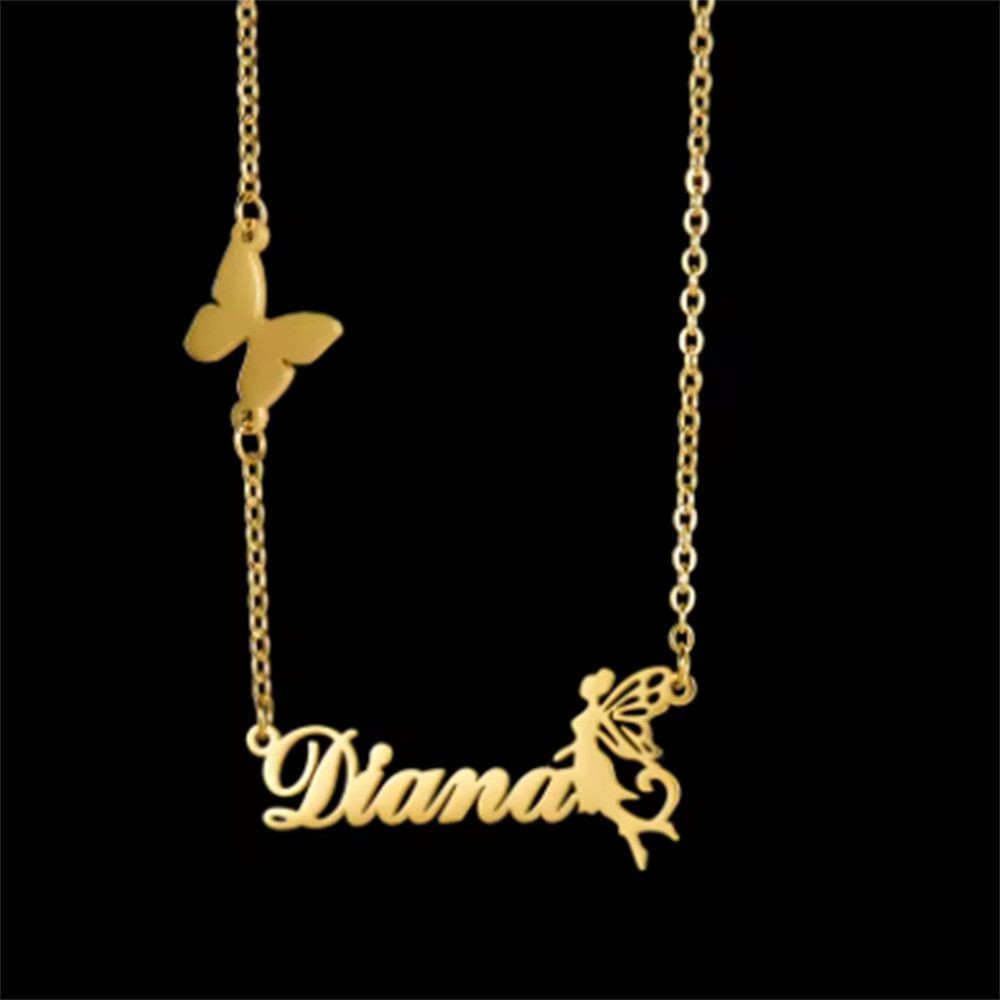 Custom Name Necklace Personalized Stainless Steel Letter Pendant Chain Nameplate