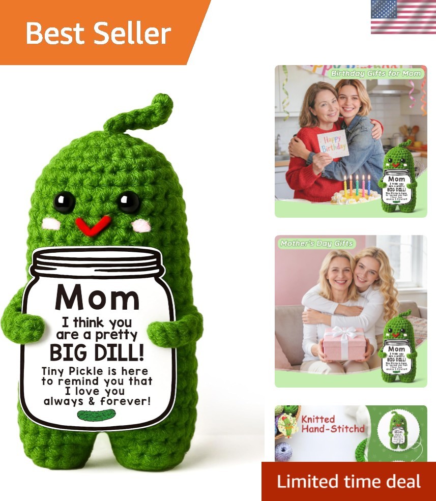 Handmade Crochet Pickle Plush – “Big Dill” Adorable Mom Gift for Any Occasion