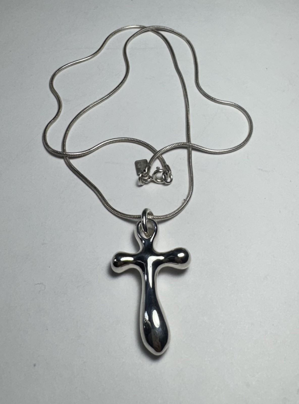 RLM Studio Sterling Silver 925 Puffy Cross Pendant Necklace