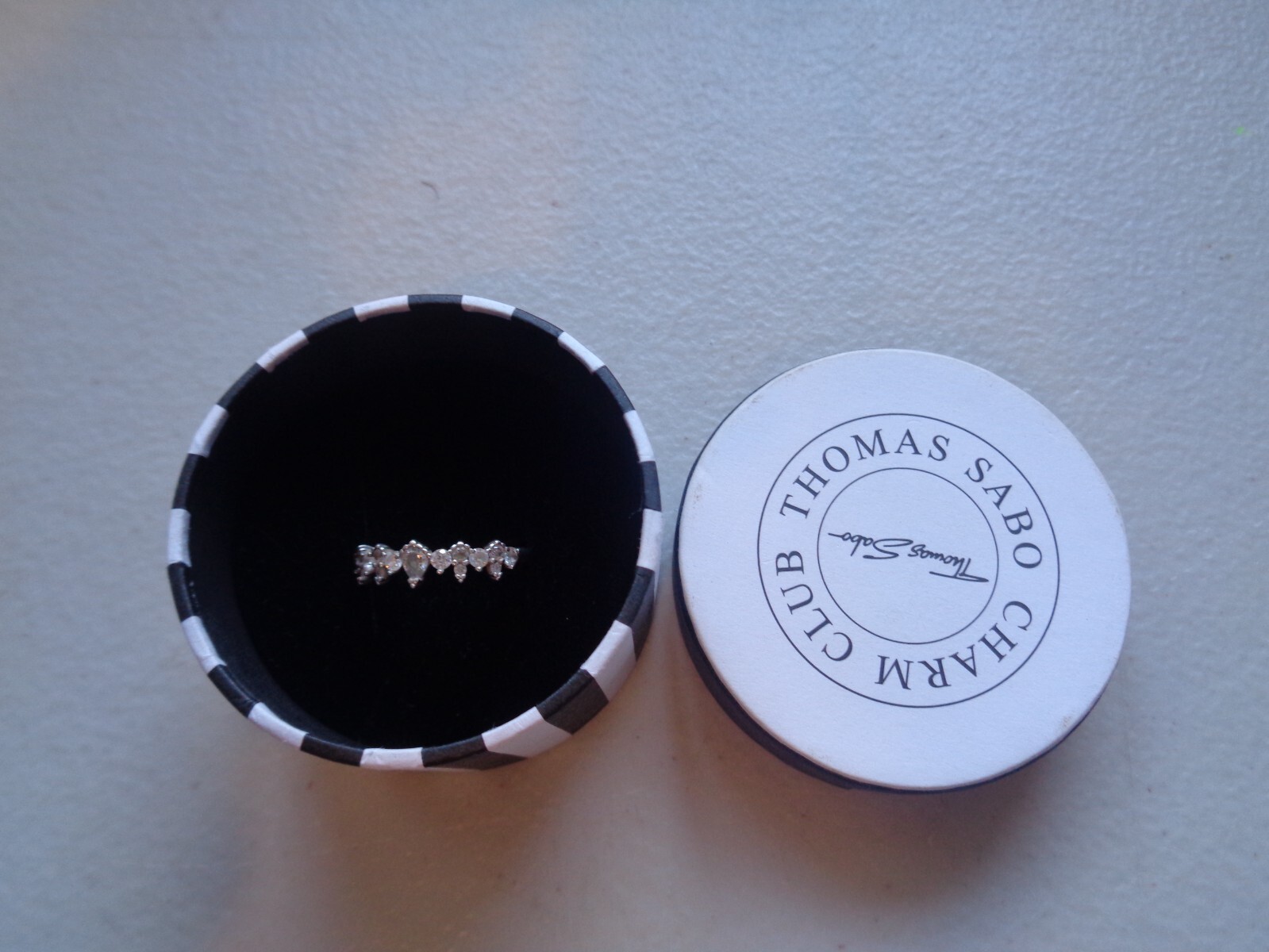 THOMAS SABO Silver Ring and 15x cz Stone Ring Size O Weight 2.3grams Used