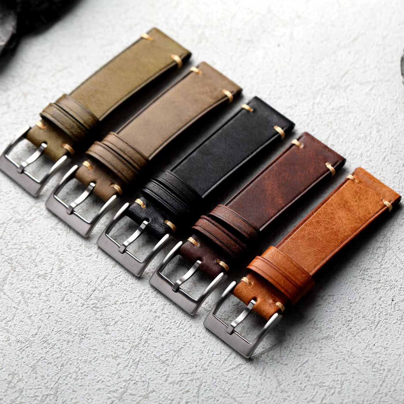 Handmade Italian Pueblo Leather Watch Strap 18-22mm Men’s Vintage Watch Band