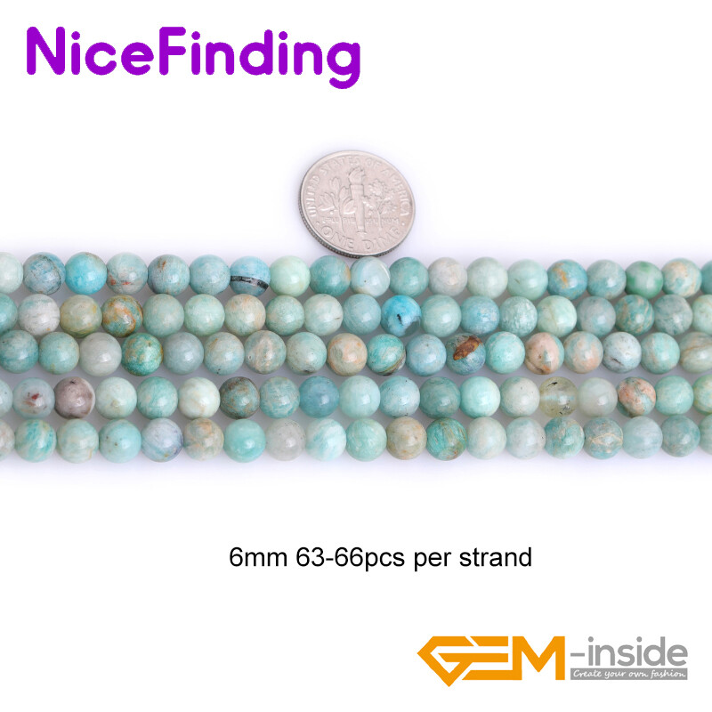 African Blue Amazonite Natural Gemstone Round Loose Beads Jewelry Making 15”