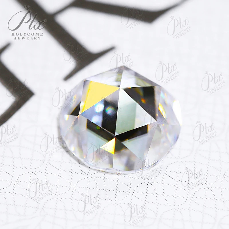 1-8ct Moissanite Loose Stone Round Flat Bottom Rose Cut Multicolor VVS1 Gemstone