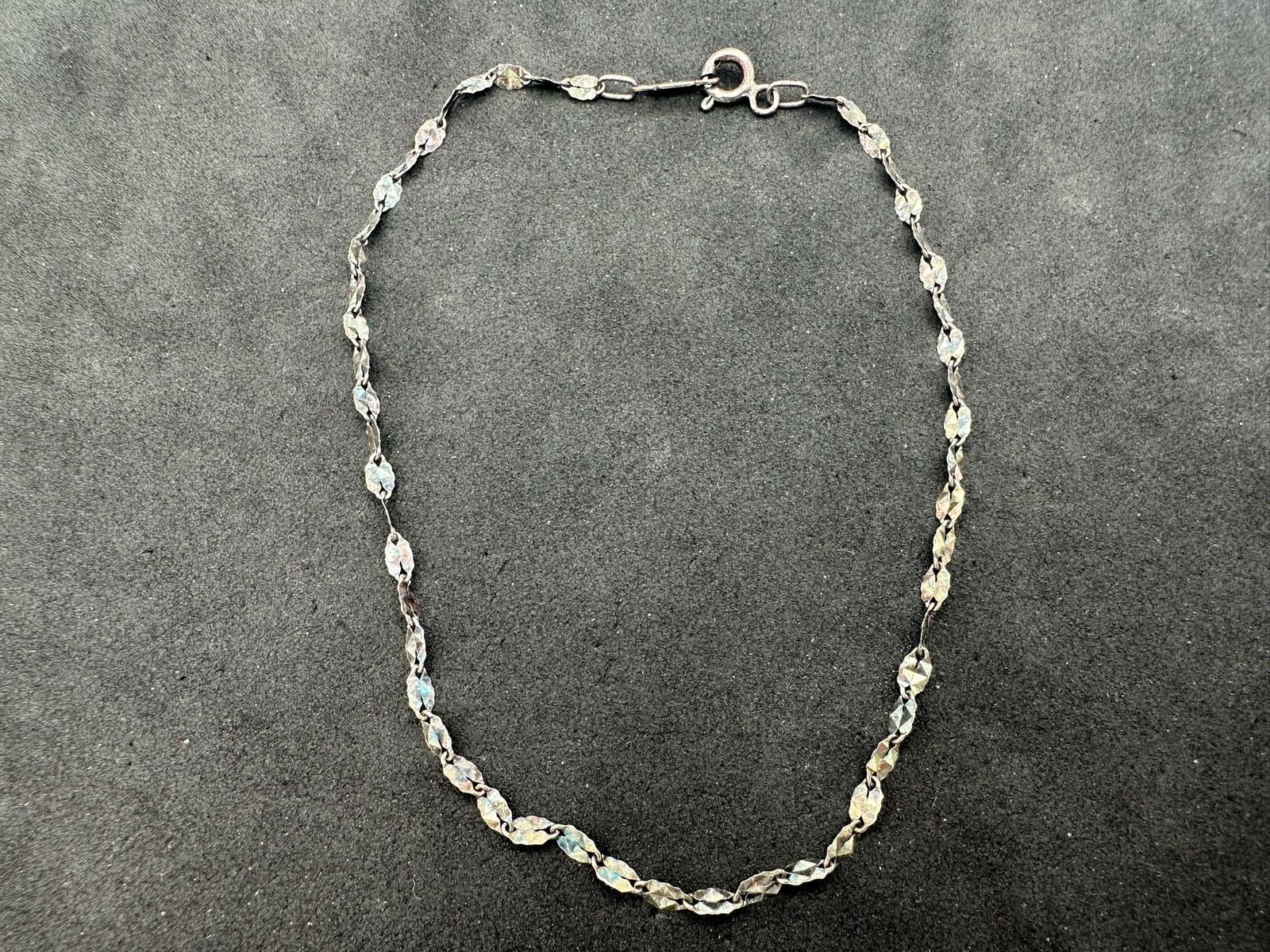 0.91g Vintage Sterling Silver 925 Textured Link Chain Bracelet 9 in M