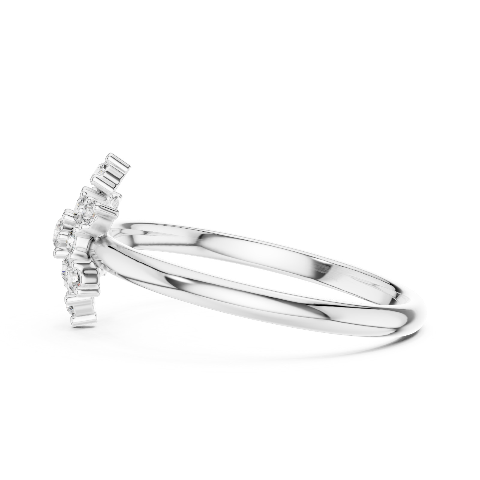 Round Certified Natural 13 Pc Diamond Luxury Designer Style Ring 14K Gold Over