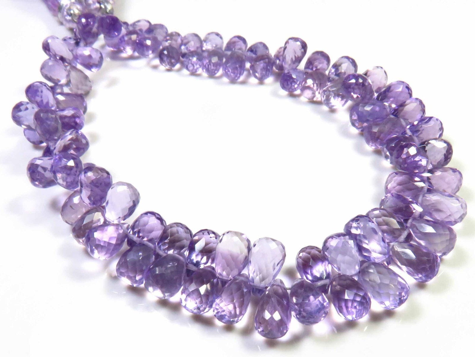 Top Amethyst Faceted Beads 8″Strand Natural Gems Teardrop Beads 6-8.5mm LC-1170