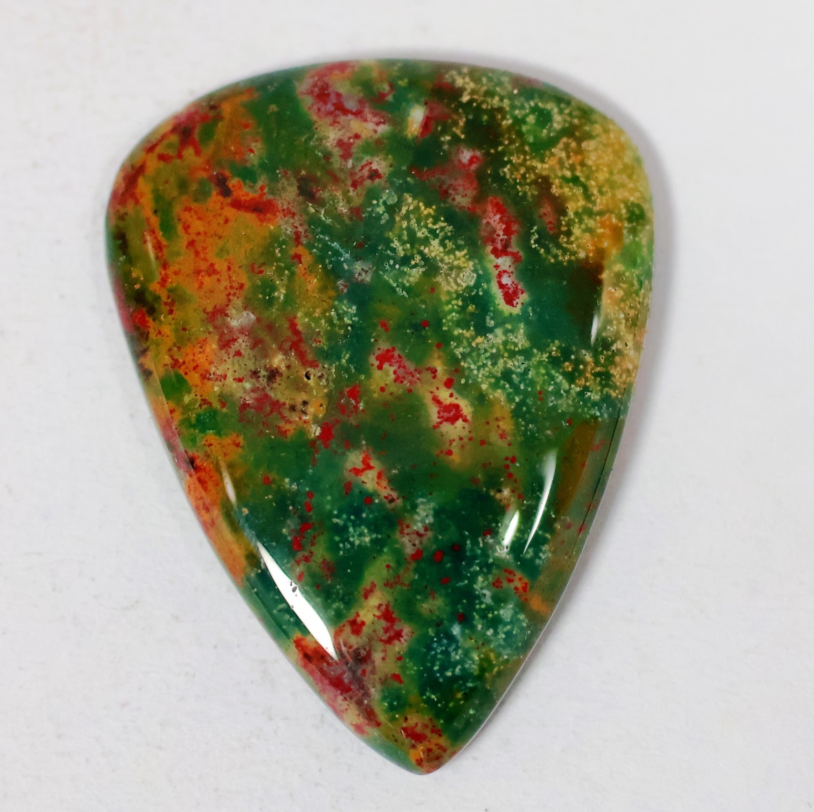 20 Ct 4X21X28 mm Natural Multi Bloodstone Agate Pear Cabochon Gemstone KL-340