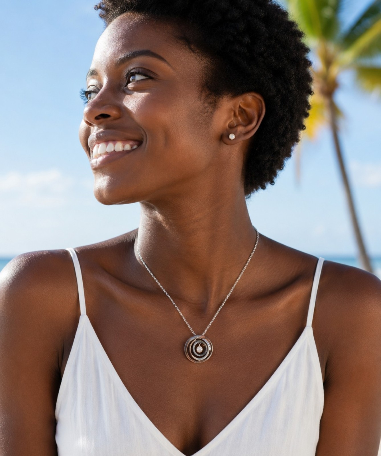 Vintage Sterling Silver Mom Sentiment Necklace | S925 Triple Ring Pendant