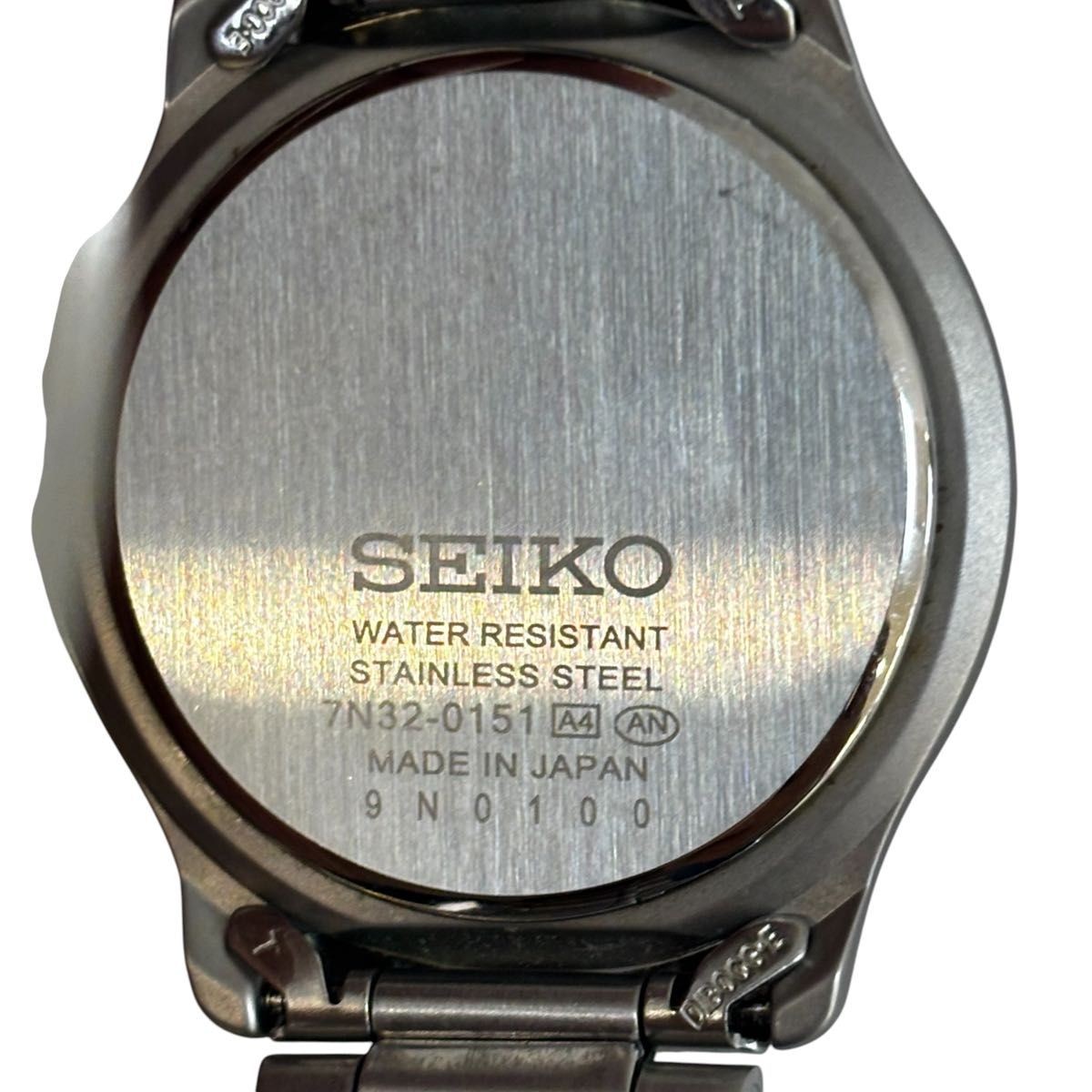 SEIKO 7N32 0151 Quartz Men’s Watch Working Item Made in Japan Date White Dial