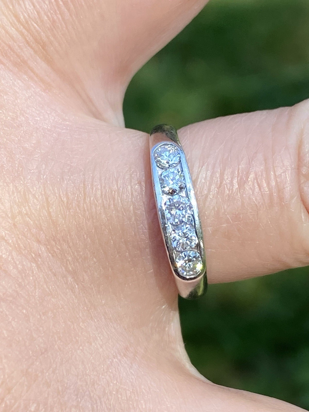 Platinum 0.50CTW 100% Natural Diamond Band Ring Size 7, 4.08 Grams