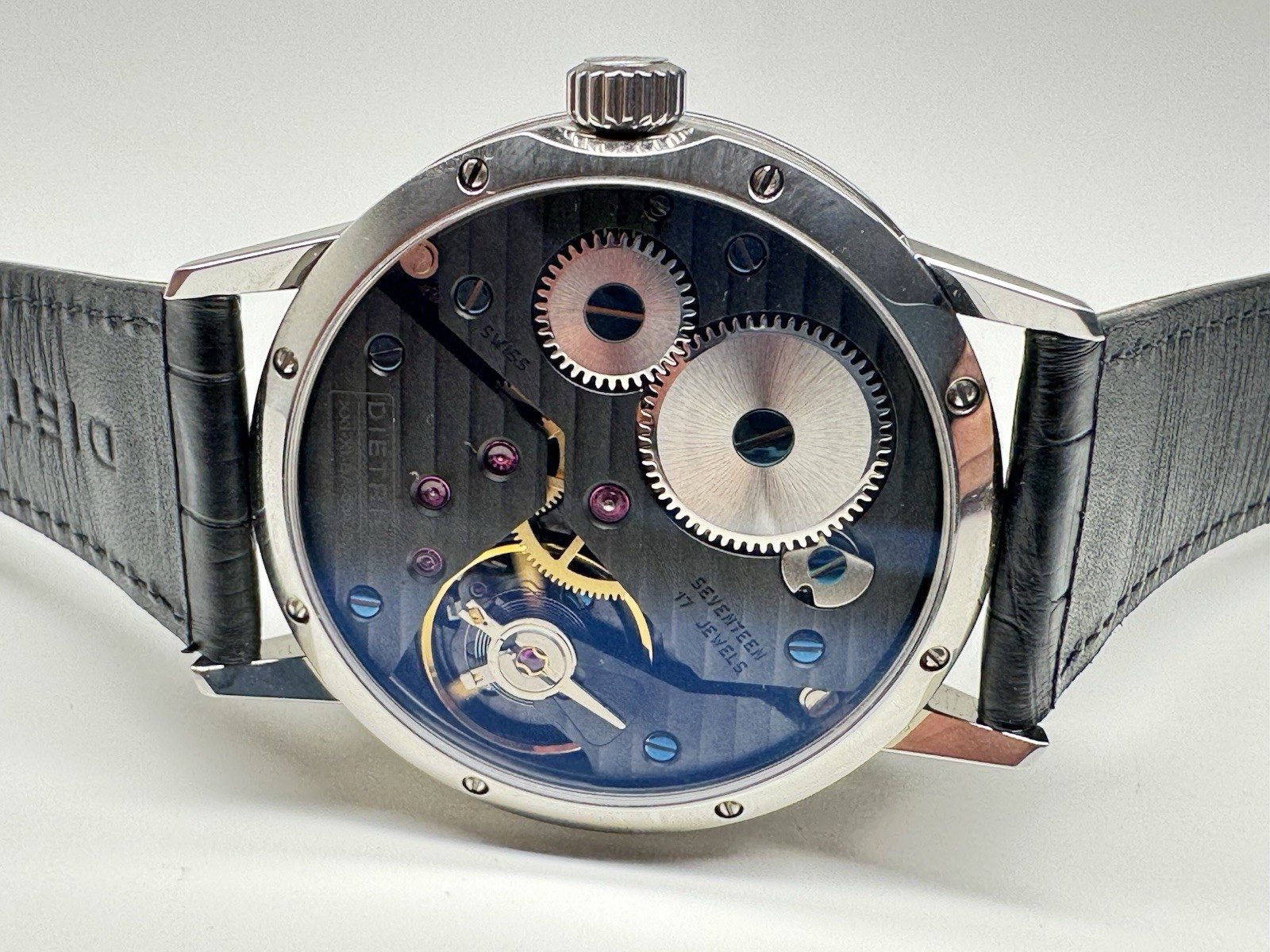 dietrich “night” black dial 17 jewels mechanical swiss made wristwatch $3995