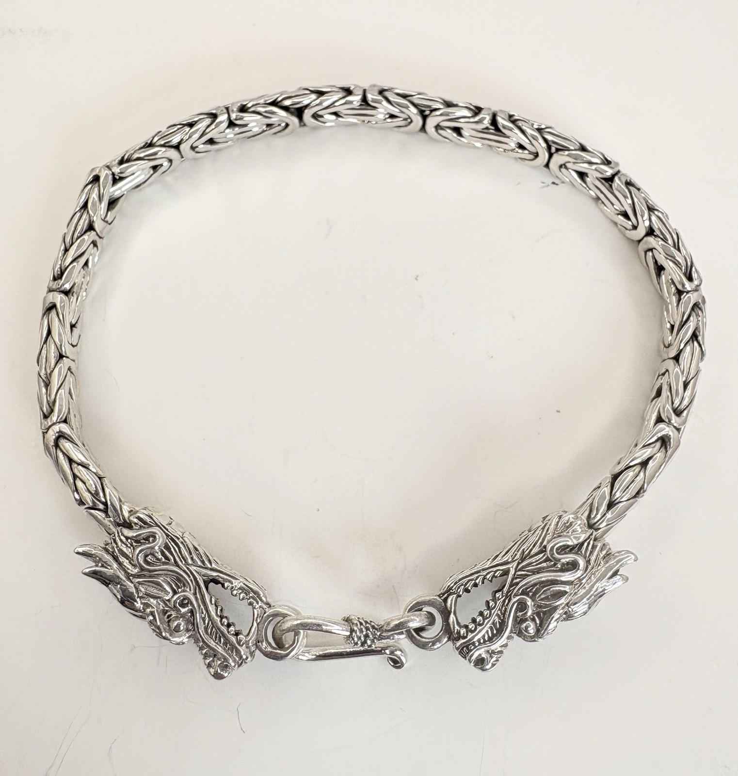 Dragon Head Borobudur Bracelet Sterling Silver 30.10g 7.25in Bali Legacy