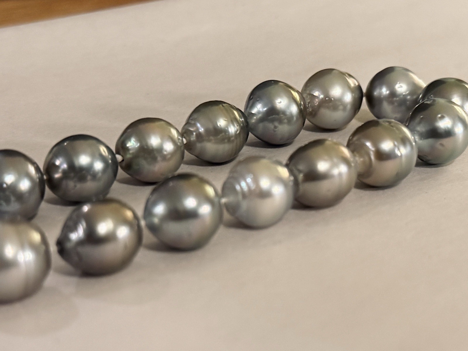 Large Tahitian Pearl Necklace 10.6-11.2mm 18″ Silver Seawater Pearls NEW