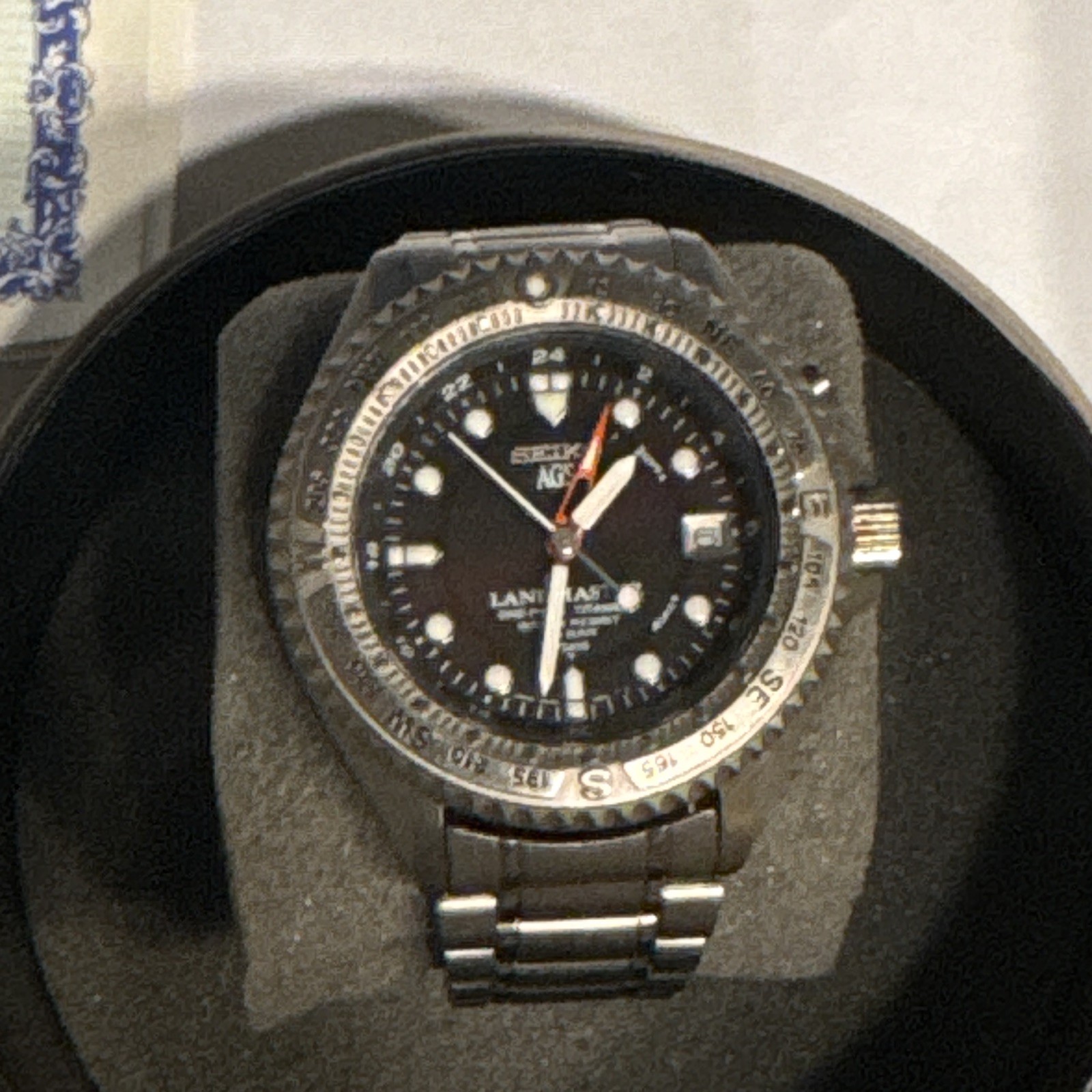 Vintage Seiko Landmaster AGS GMT Titanium SBCW001 5M45-6A00 Box Papers JDM