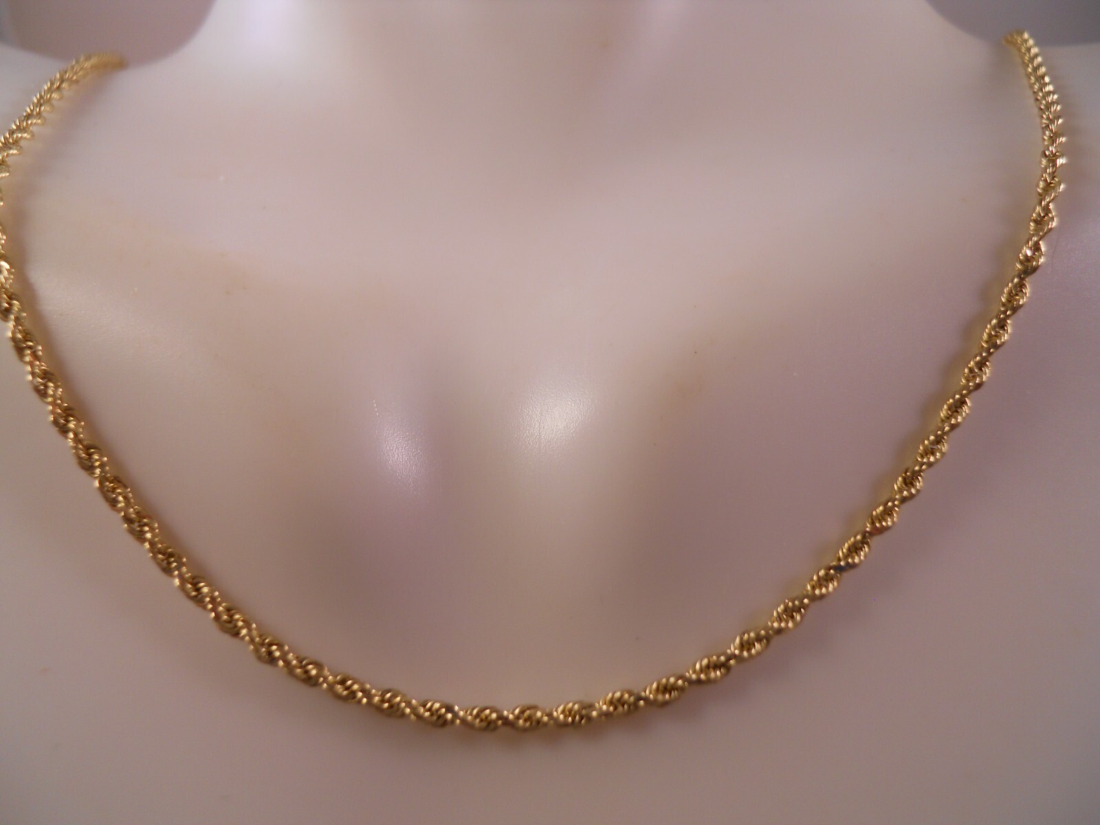 DESIGNER BBB 14K YELLOW GOLD ROPE CHAIN LINK NECKLACE 20″ 1.3MM 3.91G GRAMS