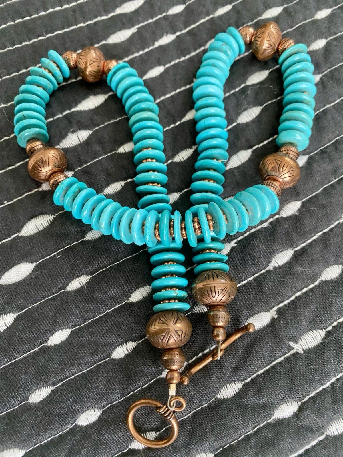 Turquoise And Copper Handcrafted Necklace